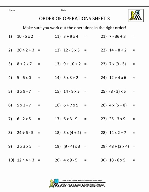 Pemdas Practice Worksheets Inspirational Pemdas Worksheets order Of Operations 3