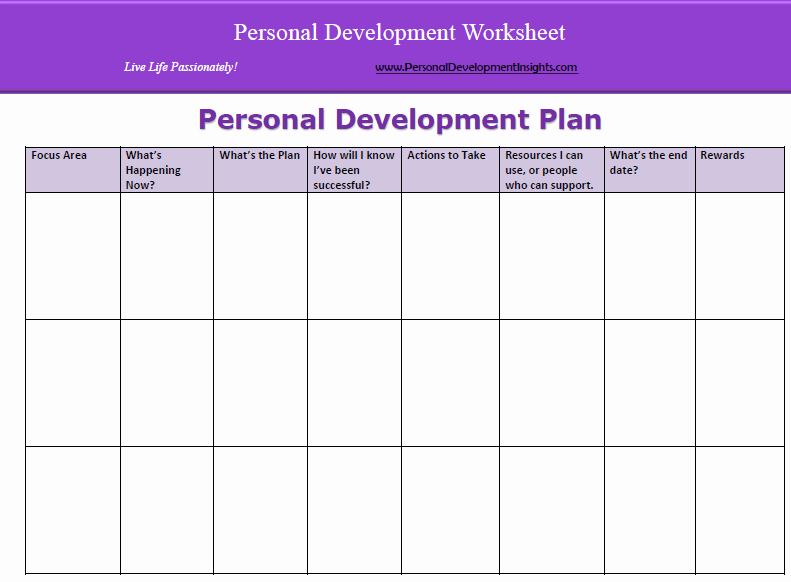 Personal Development Worksheet Inspirational Personal Development Plan