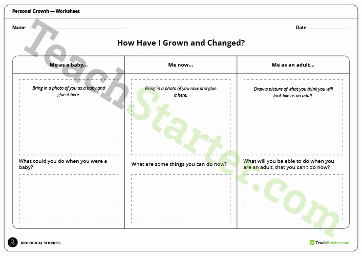 Personal Development Worksheet New Personal Growth Worksheets Teaching Resource – Teach Starter