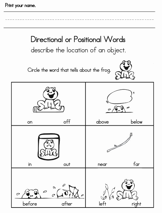 Positional Words Preschool Worksheets Awesome Right and Left Position Word Worksheets Preschool Google