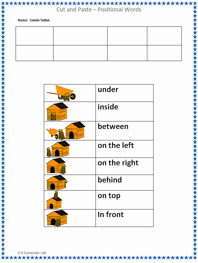 Positional Words Preschool Worksheets Luxury Pin On Positional Terms