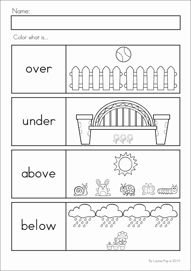 Positional Words Worksheets for Preschool New Spring Kindergarten Math and Literacy Worksheets