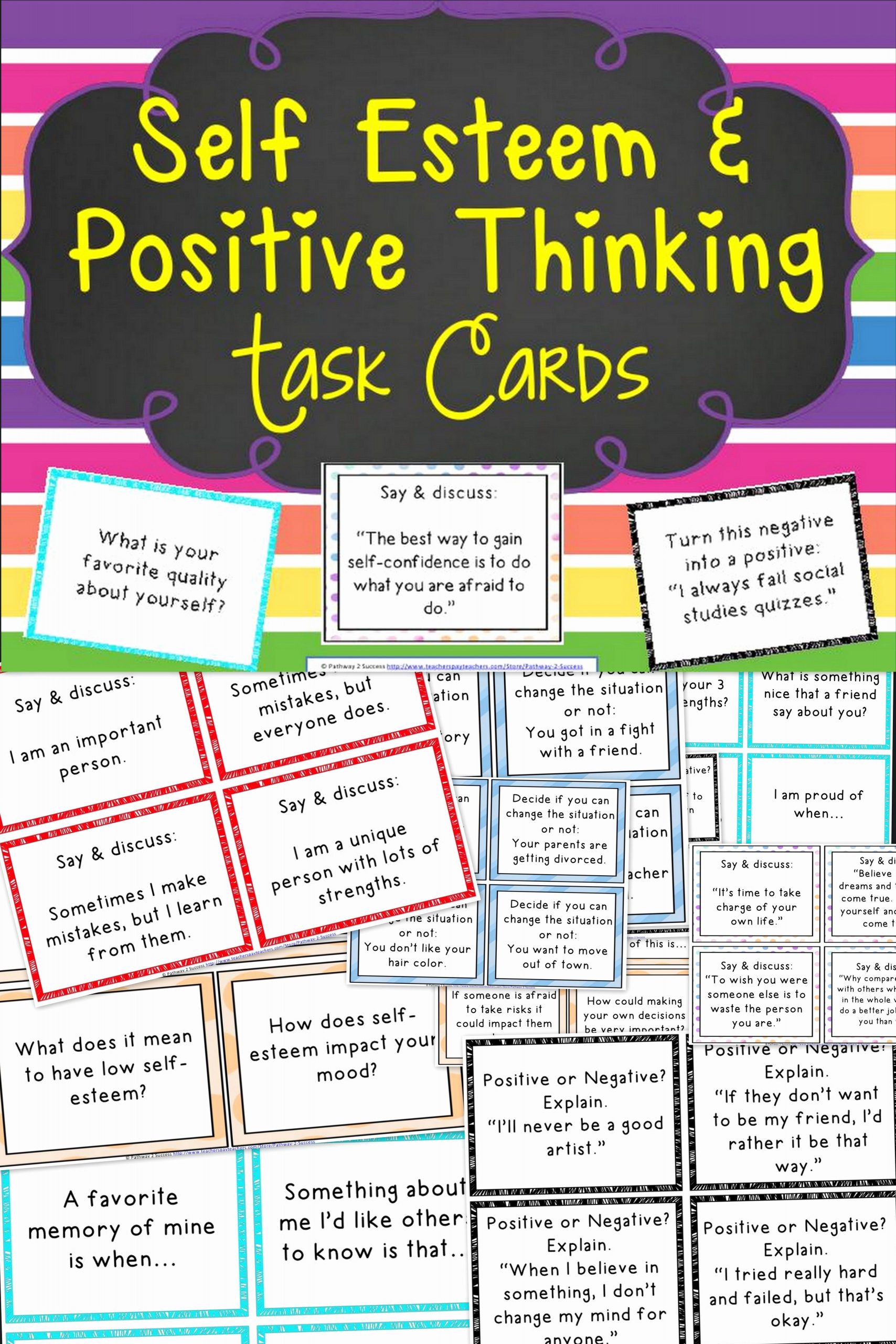 Positive Self Esteem Worksheets Best Of Self Esteem and Positive Thinking Task Cards Distance
