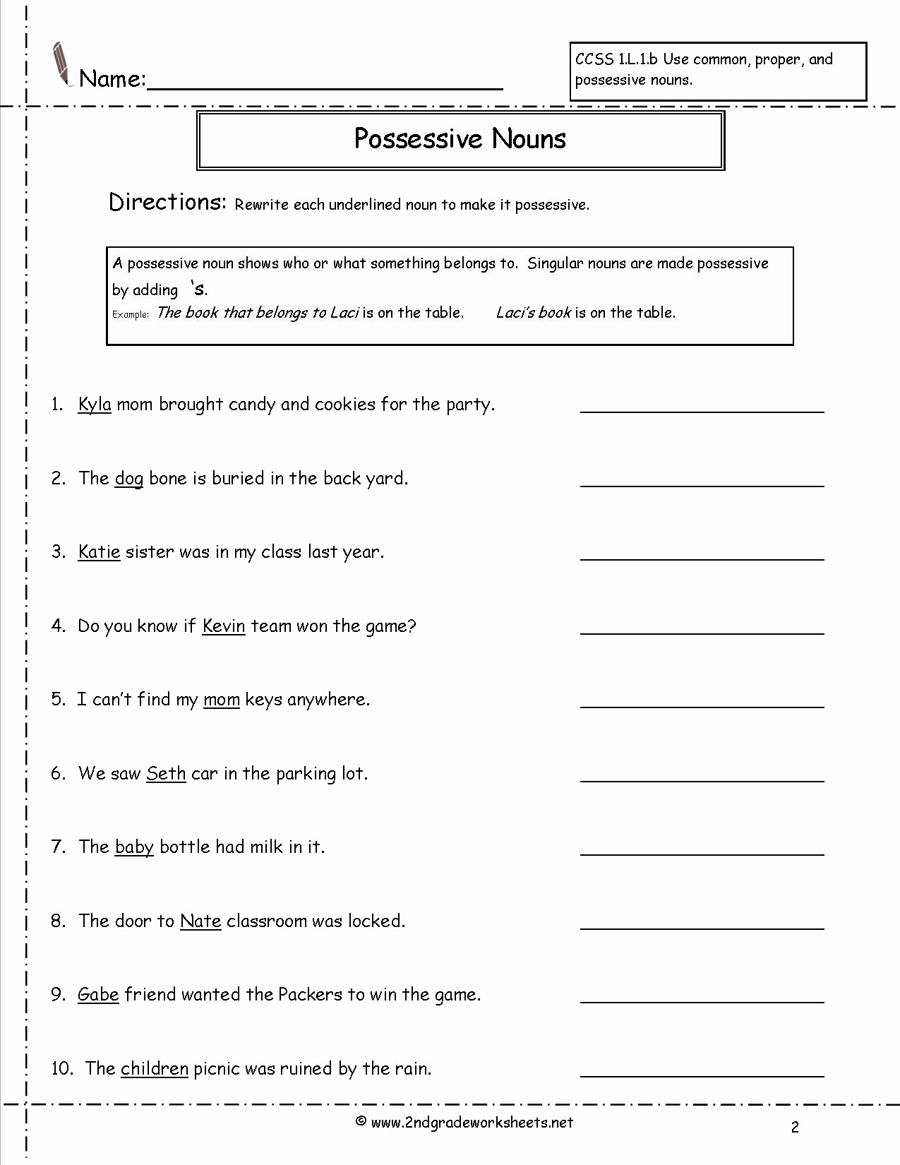 Possessive Pronouns Worksheet 2nd Grade Awesome 15 Best Of Proper Pronouns Worksheets 2nd Grade