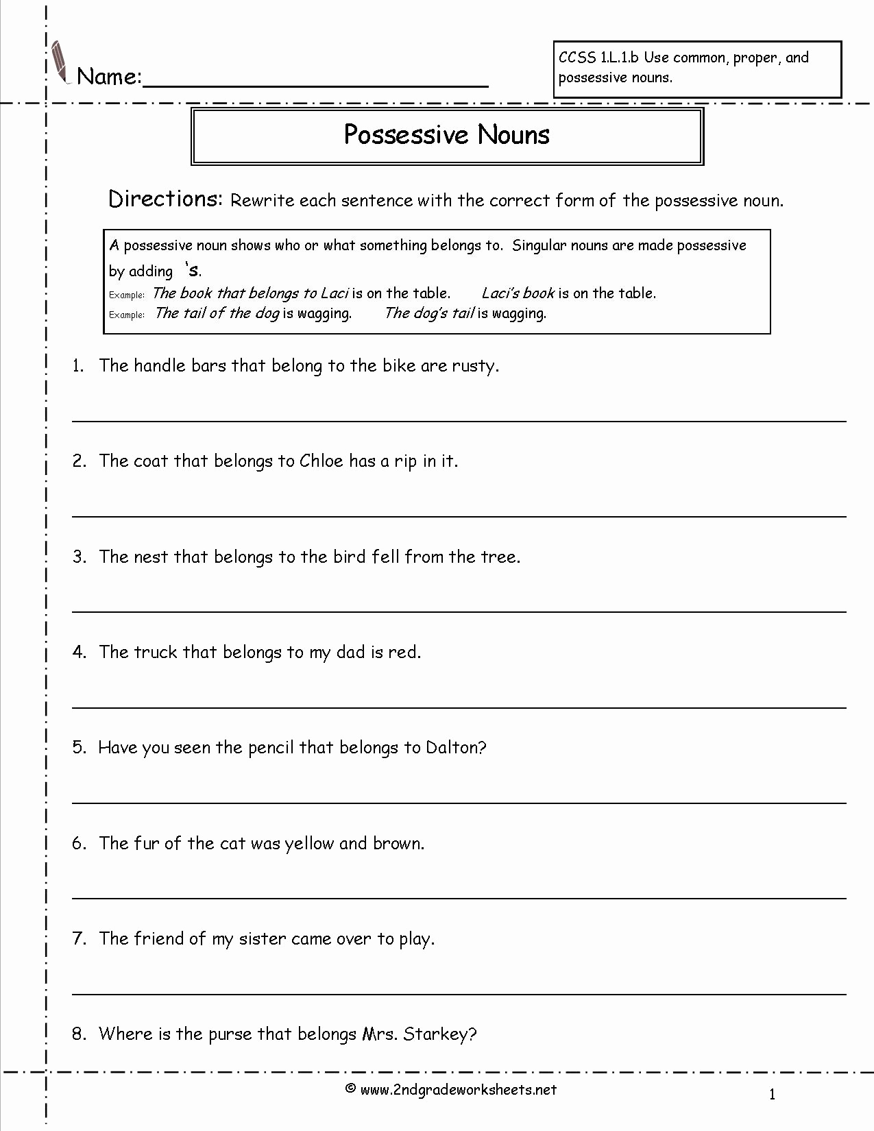Possessive Pronouns Worksheet 2nd Grade Best Of 15 Best Of Printable 