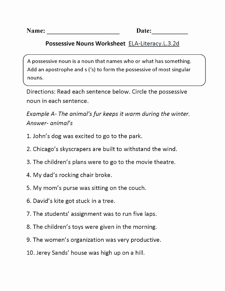 Possessive Pronouns Worksheet 2nd Grade Elegant 2nd Grade Pronoun Worksheets Possessive Noun Worksheet