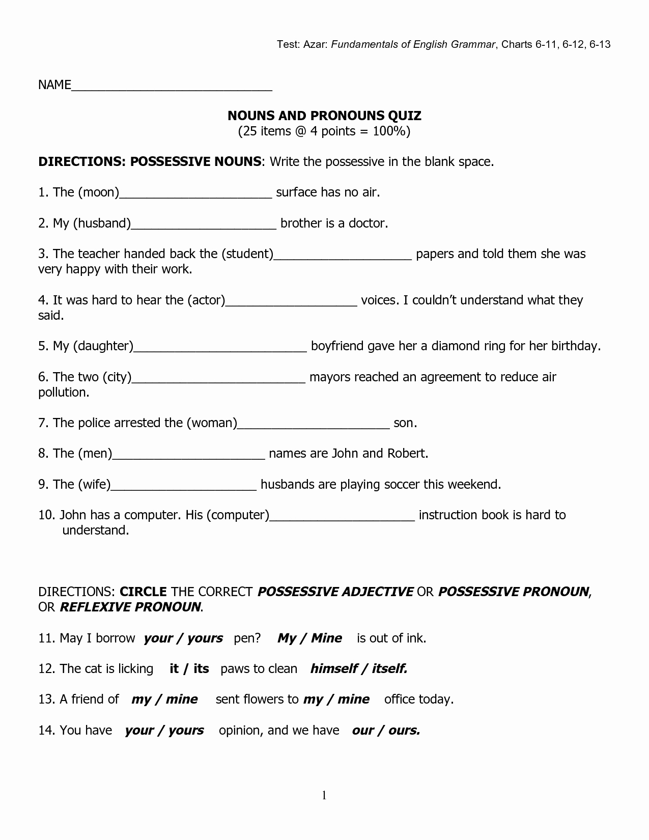 Possessive Pronouns Worksheet 2nd Grade Inspirational 15 Best Of Free Possessive Nouns Printable