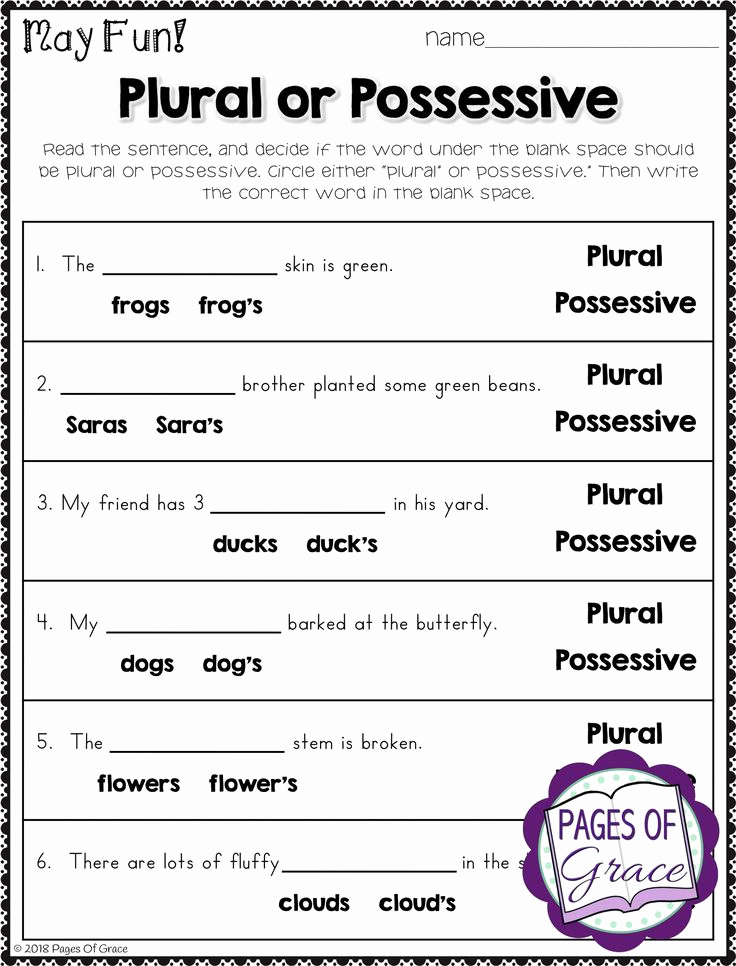 Possessive Pronouns Worksheet 3rd Grade Awesome Possessive Nouns Worksheets 3rd Grade In 2020