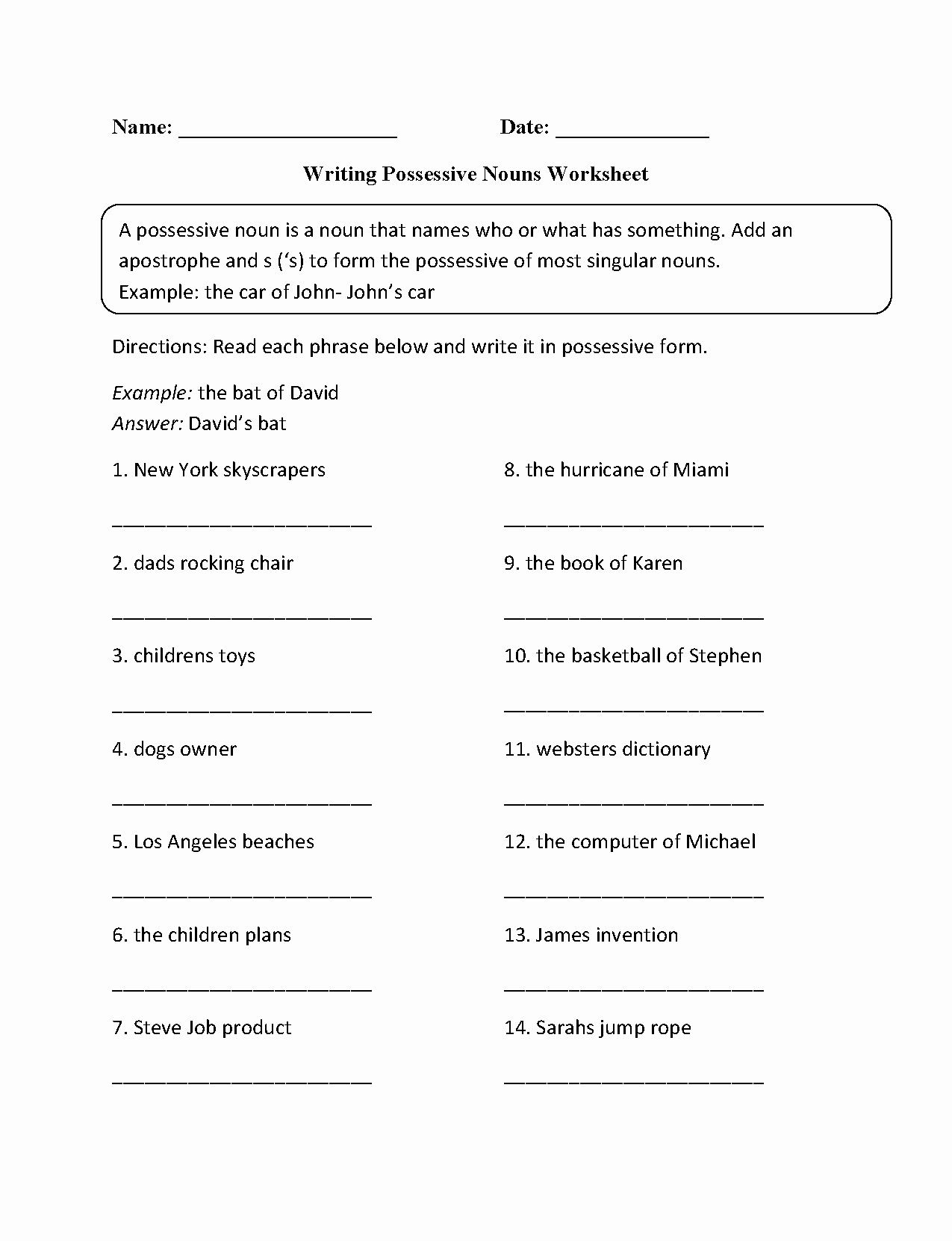 Possessive Pronouns Worksheet 3rd Grade Elegant 16 Best Of Possessive Nouns Worksheets 10th Grade