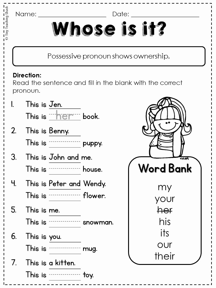 Possessive Pronouns Worksheet 3rd Grade Inspirational 20 Possessive Pronouns Worksheet 3rd Grade