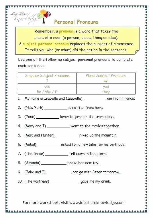 Possessive Pronouns Worksheet 3rd Grade Inspirational Possessive Pronouns Worksheet 3rd Grade Personal and