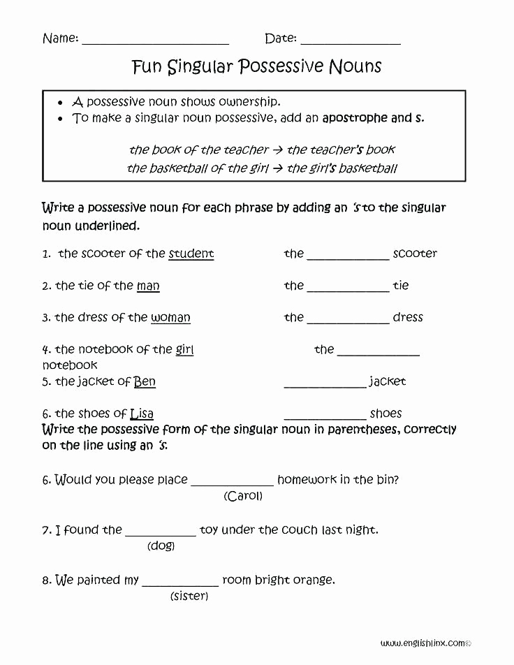 Possessive Pronouns Worksheet 5th Grade Best Of Pronoun Worksheets 5th Grade Singular and Plural Pronouns