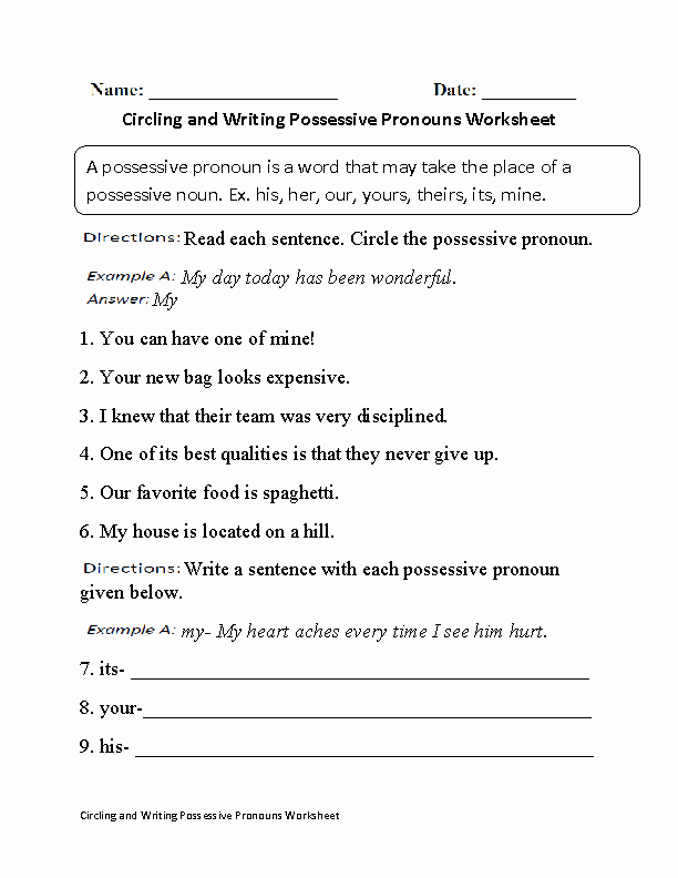 Possessive Pronouns Worksheet 5th Grade Lovely 5th Grade Grammar Worksheets