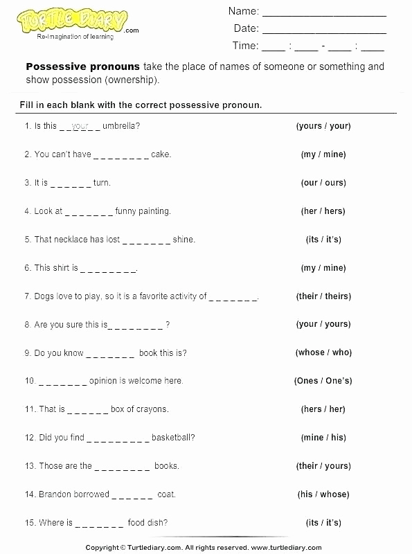 Possessive Pronouns Worksheet 5th Grade Luxury 25 Possessive Pronouns Worksheet 5th Grade