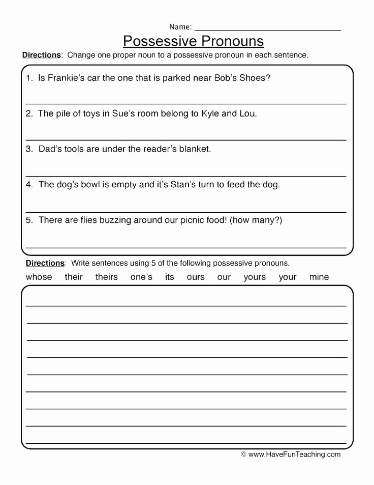 Possessive Pronouns Worksheet 5th Grade New Possessive Pronoun Worksheets 5th Grade Pronoun Worksheets