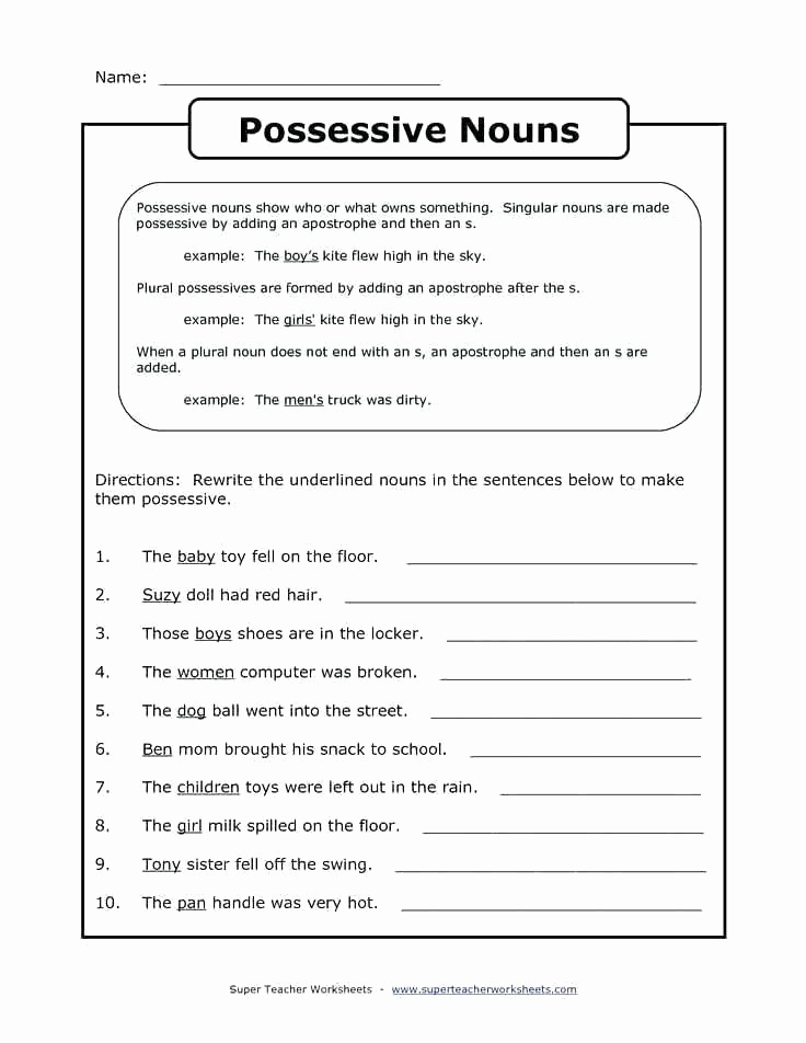 Possessive Pronouns Worksheet 5th Grade New Pronoun Worksheets 5th Grade Possessive Nouns Worksheets