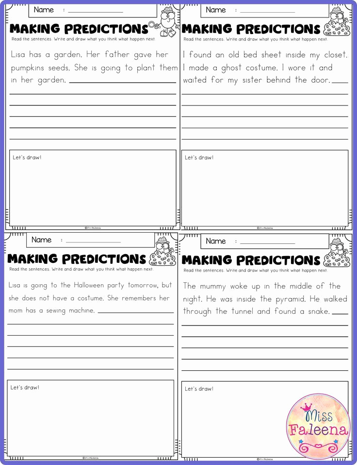 Predictions Worksheets 1st Grade New October Making Predictions