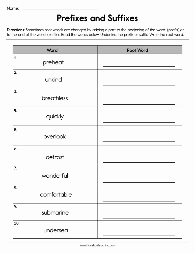 Prefix Suffix Worksheets 3rd Grade Beautiful 20 Prefix Suffix Worksheets 3rd Grade
