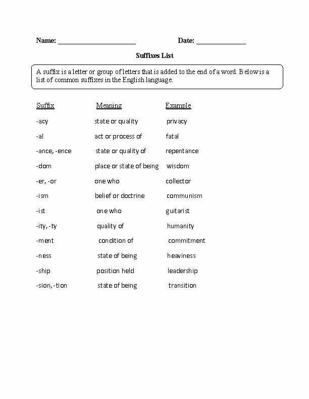 Prefix Suffix Worksheets 3rd Grade Best Of 17 Best Of Prefixes and Suffixes Worksheets 4th