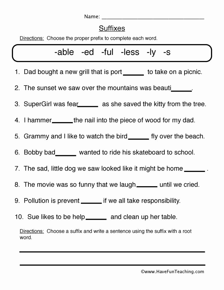 Prefix Suffix Worksheets 3rd Grade Lovely 20 Suffix Worksheets 3rd Grade