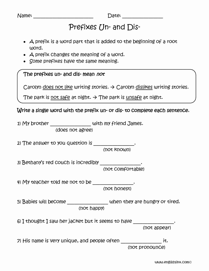Prefix Suffix Worksheets 3rd Grade Luxury 9 3rd Grade Un Dis Re Prefix Worksheet Check More at