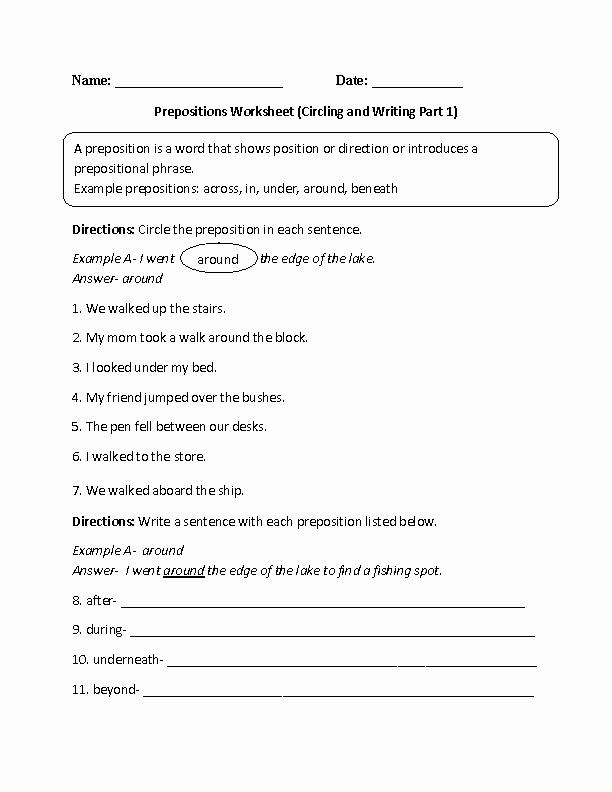 Prepositions Worksheets Middle School Luxury 14 Best Of High School English Worksheets