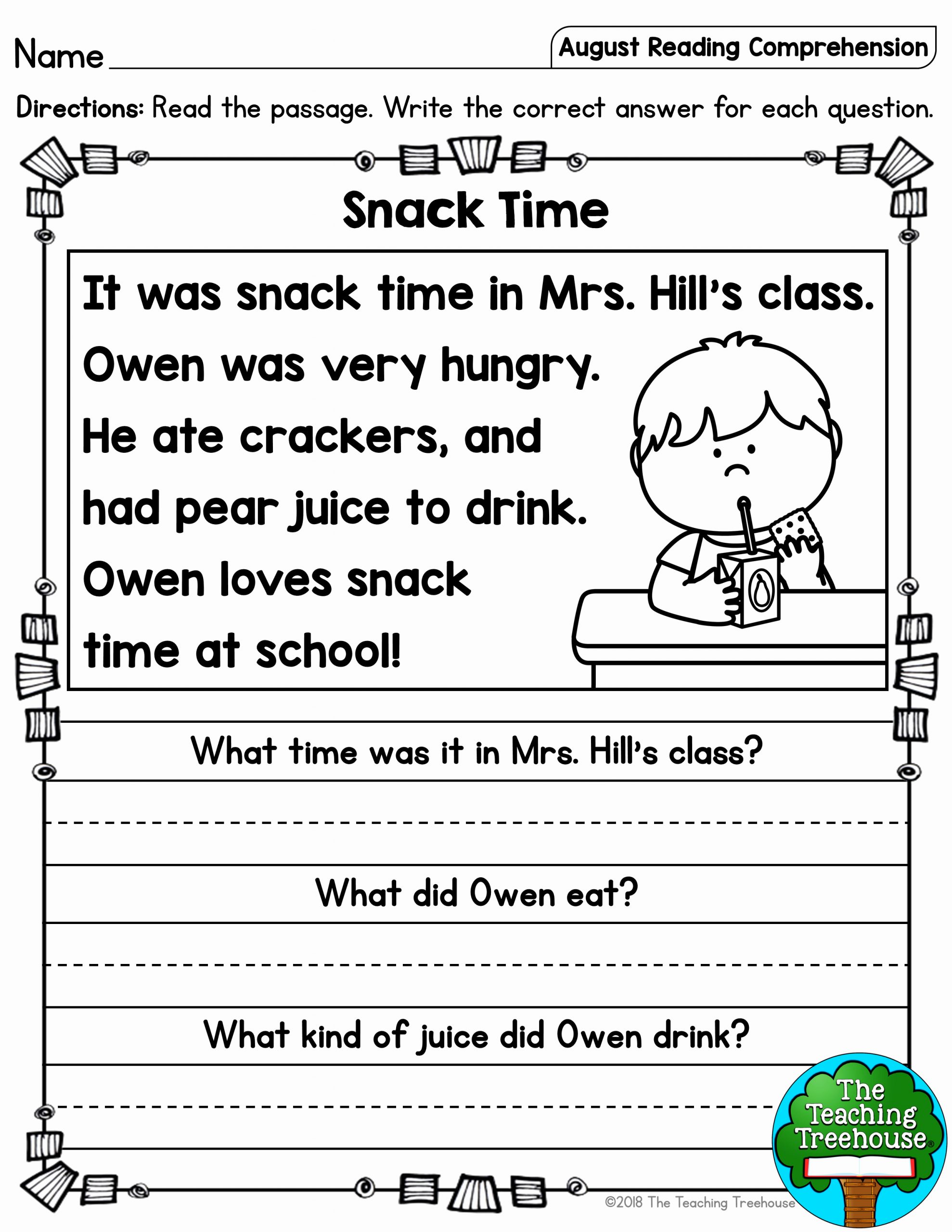 Preschool Reading Comprehension Worksheets Elegant This Free Reading Prehension Activity is Ideal for