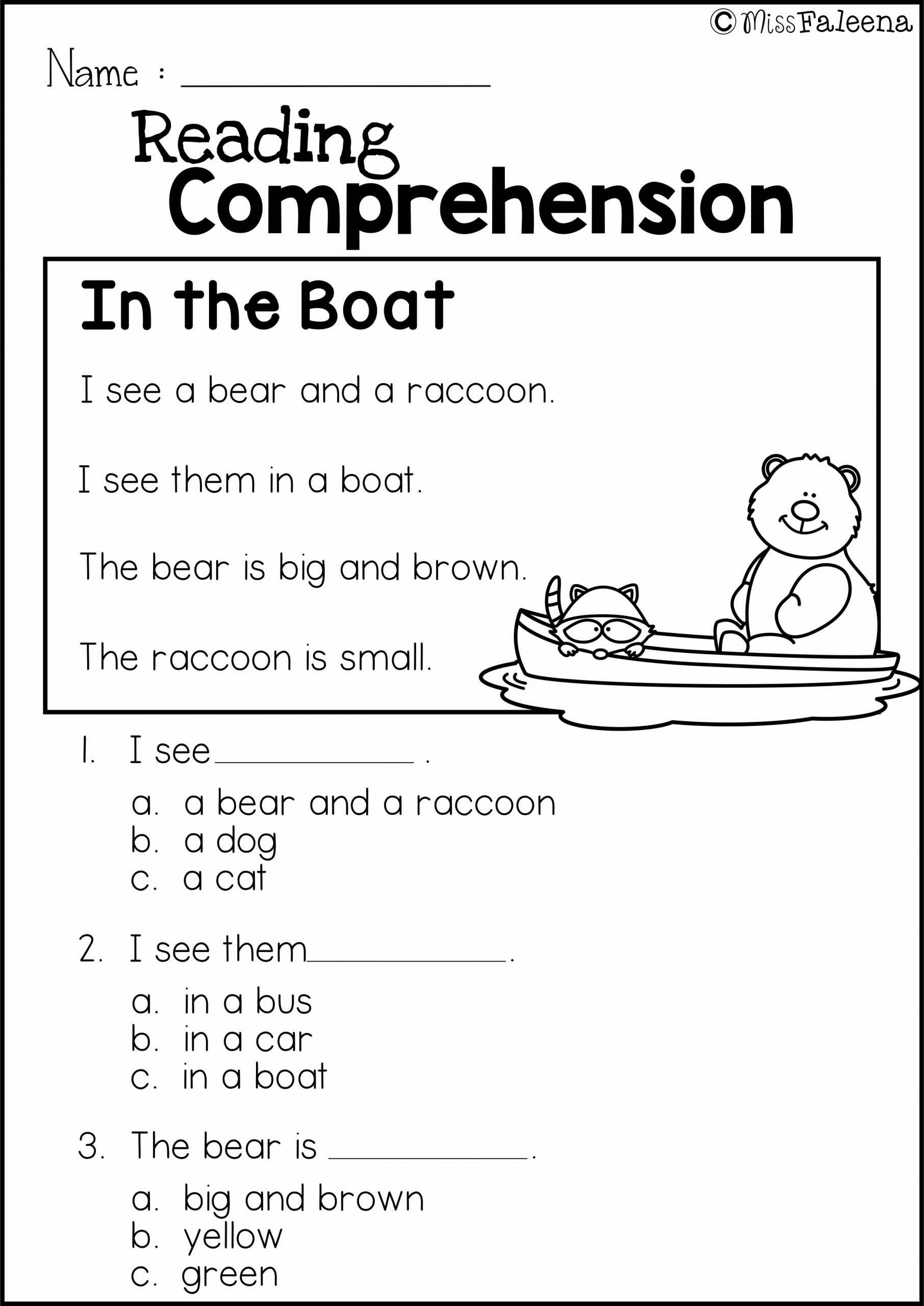 Preschool Reading Comprehension Worksheets Fresh Reading Prehension Set 1