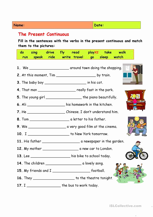 Present Progressive Worksheets Fresh Present Continuous Worksheet Free Esl Printable
