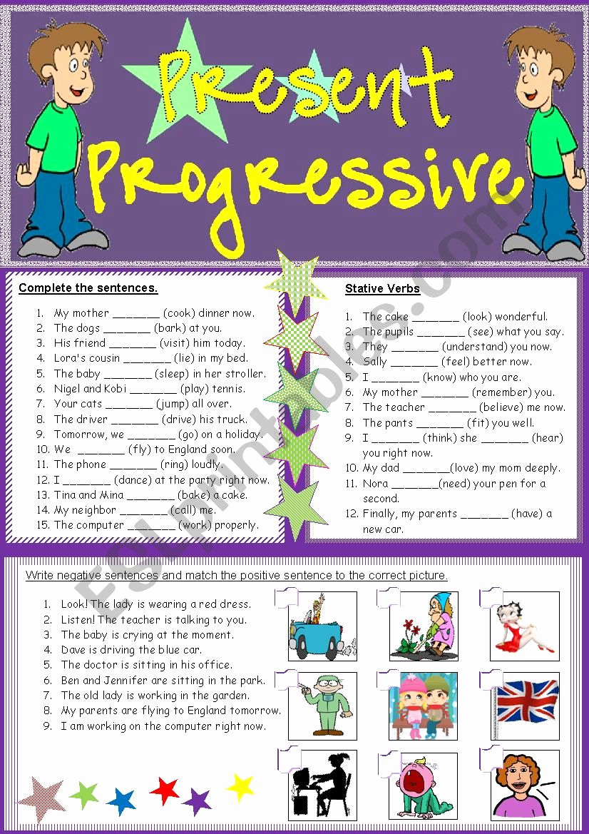 Present Progressive Worksheets Luxury Present Progressive Esl Worksheet by Ggroneet