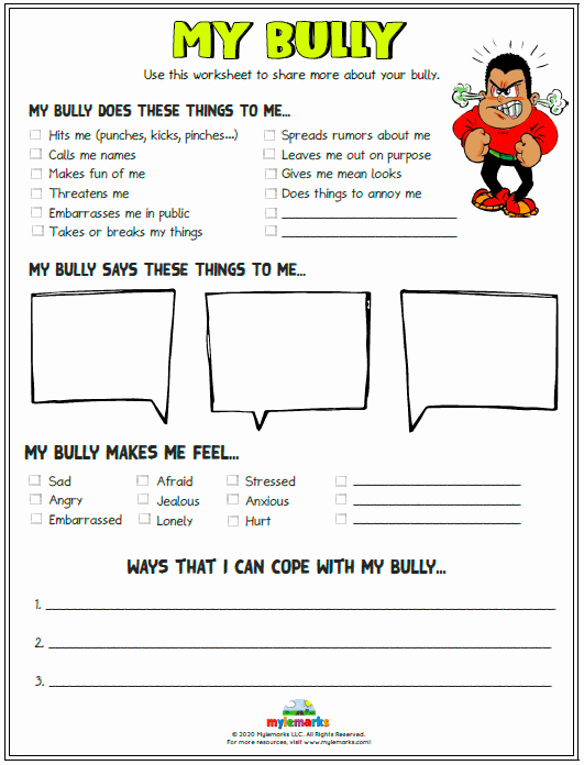 Printable Bullying Worksheets Beautiful Bullying Worksheet for Elementary Students Free Worksheet