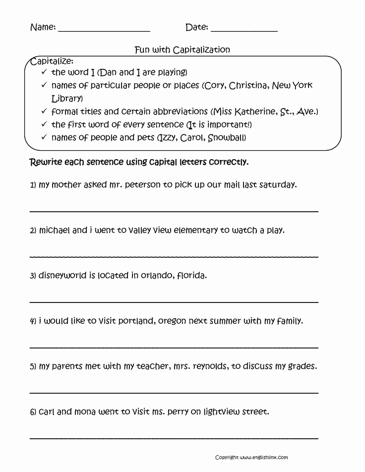 Printable Capitalization Worksheets Beautiful Fun with Capitalization Worksheets