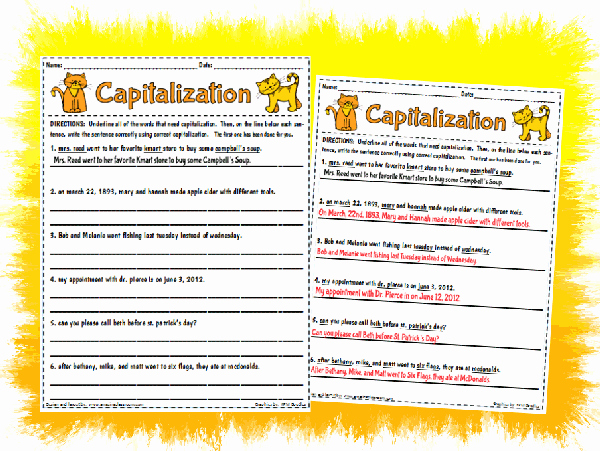 Printable Capitalization Worksheets Best Of Capitalization Worksheet Printable Worksheet with Answer