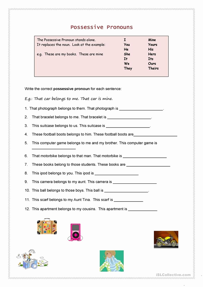 Printable Pronouns Worksheets Elegant Possessive Pronouns Worksheet Free Esl Printable