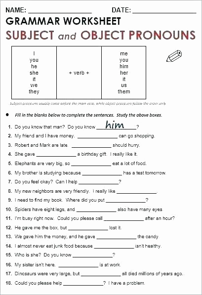Pronoun Worksheet for 2nd Grade Beautiful Pronoun Worksheets 2nd Grade