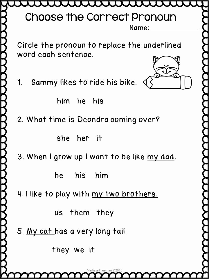 Pronoun Worksheet for 2nd Grade Best Of Pronouns Worksheets Distance Learning