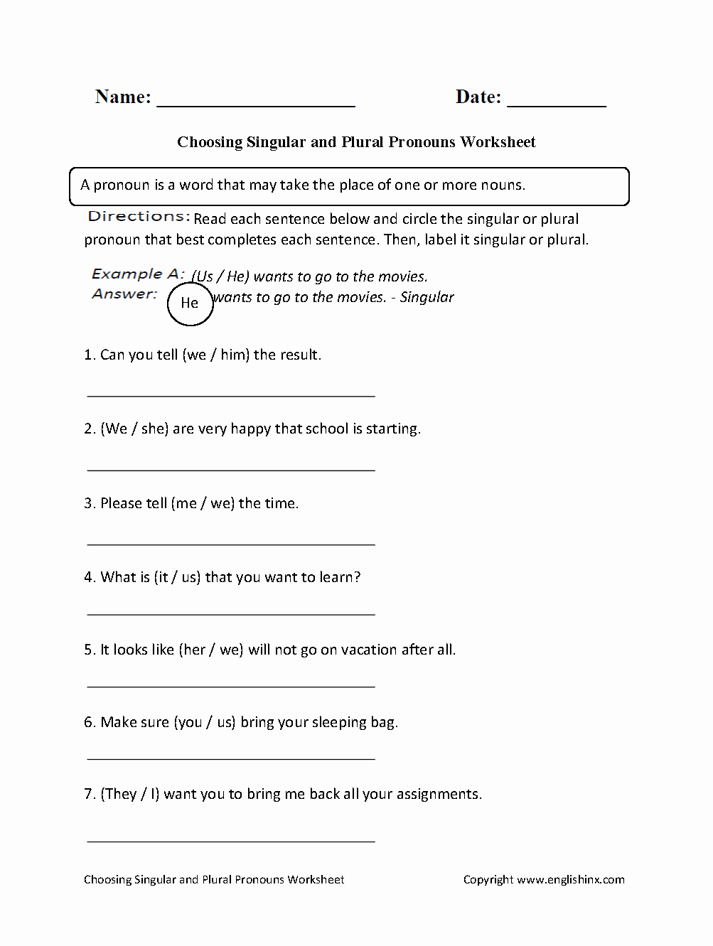 Pronoun Worksheet for 2nd Grade New Free Printable Pronoun Worksheets for 2nd Grade