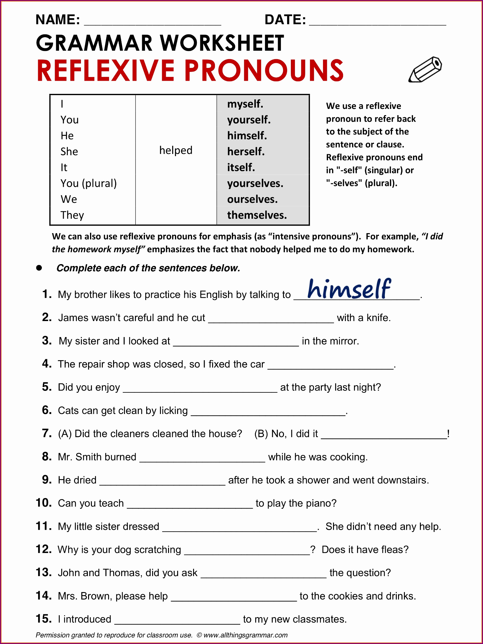 Pronoun Worksheets 2nd Grade Unique 2nd Grade Reflexive Pronouns Worksheets Pdf Worksheet