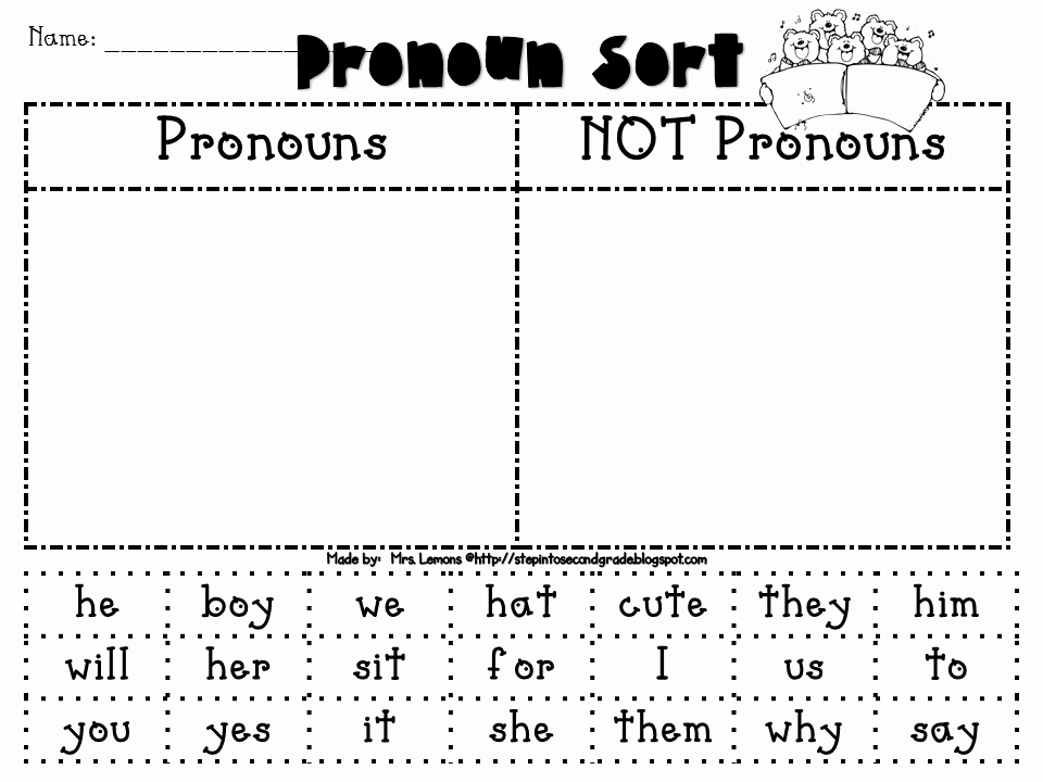 Pronoun Worksheets Second Grade Beautiful 13 Best Of Pronouns Worksheet Coloring English