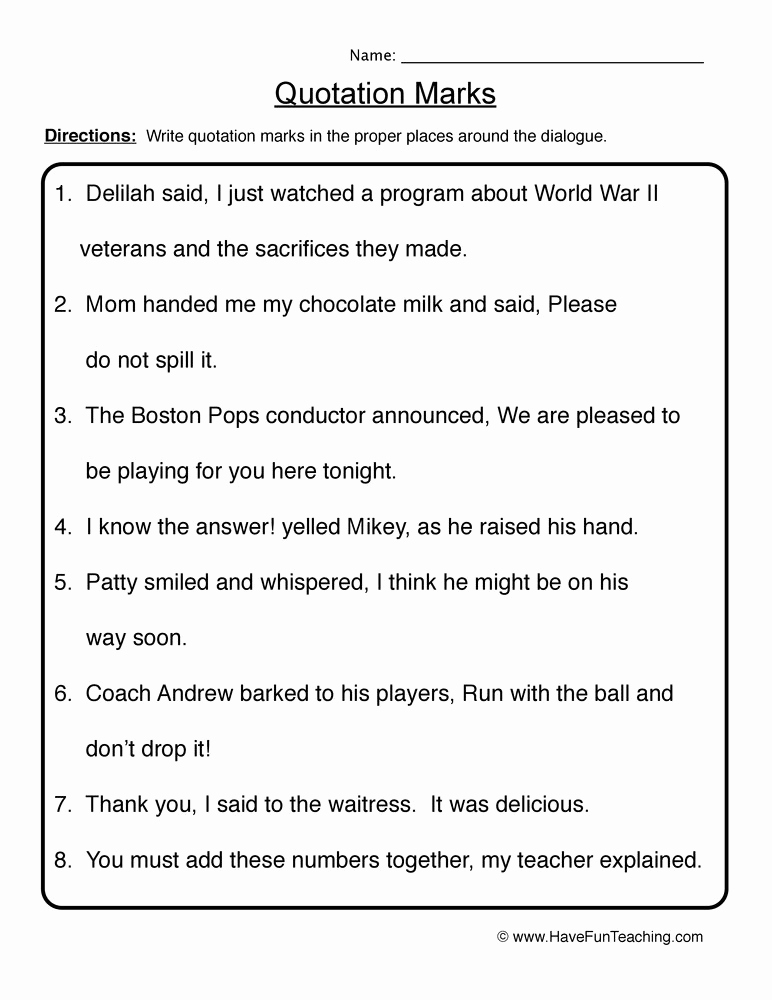 Quotation Worksheets