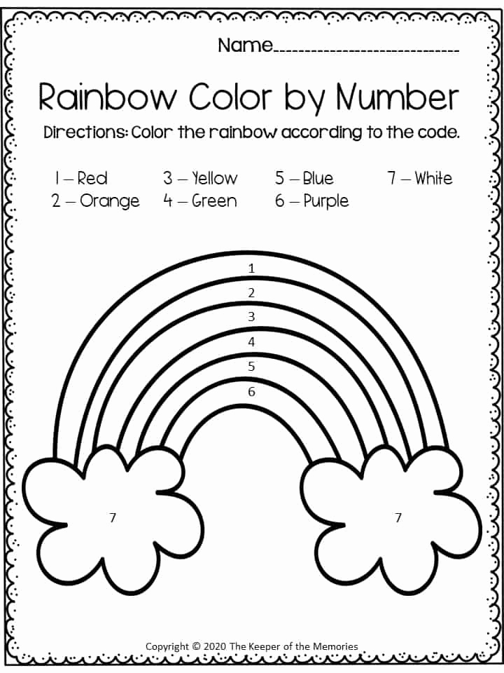 Rainbow Worksheets Preschool Inspirational Color by Number Rainbow the Keeper Of the Memories