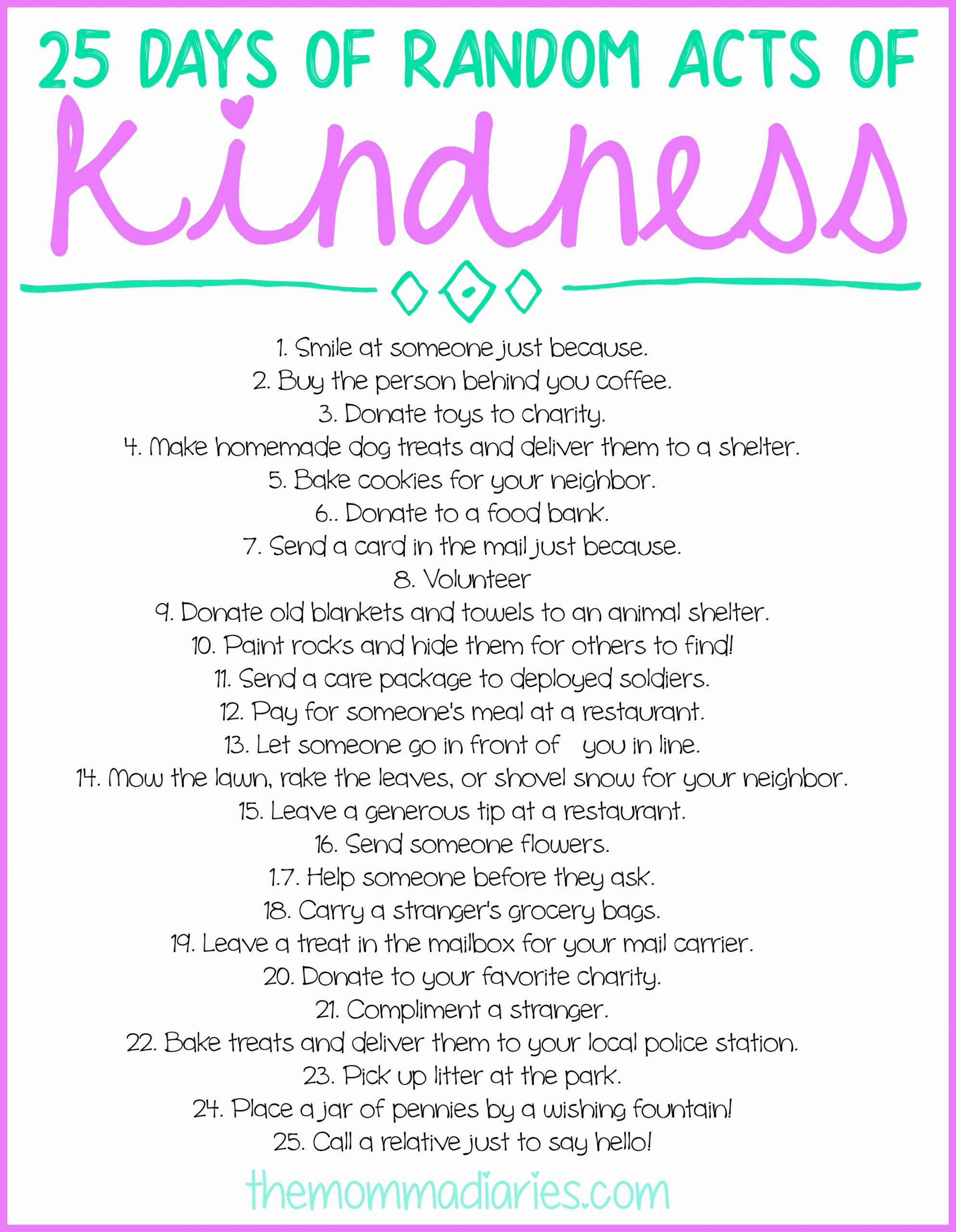 Random Acts Of Kindness Worksheets Inspirational 25 Days Of Random Acts Of Kindness Free Printables