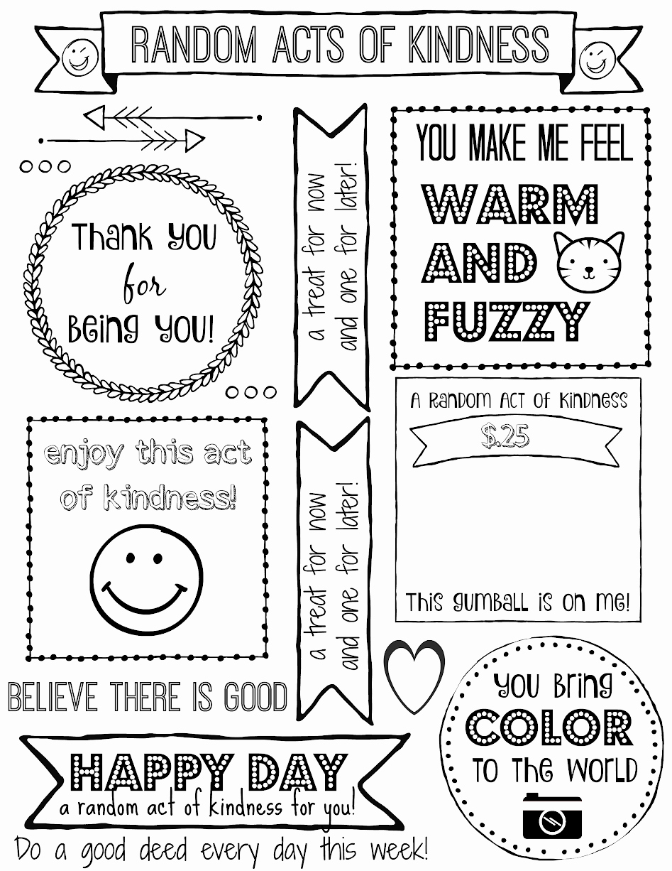 Random Acts Of Kindness Worksheets Lovely Displaying Random Acts Of Kindness Printable Coloring