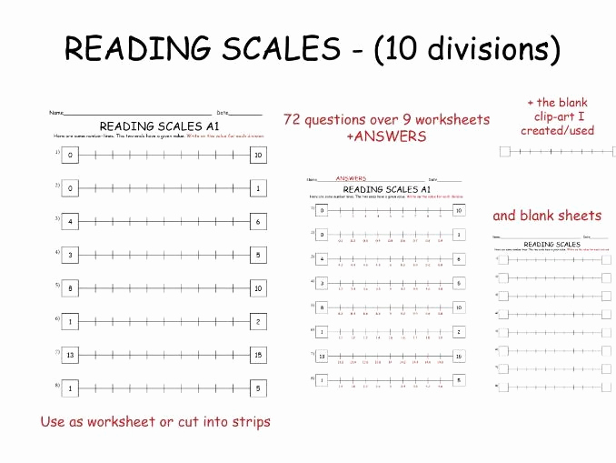Reading Scales Worksheets Awesome Reading Scales with 10 Divisions 9 Different