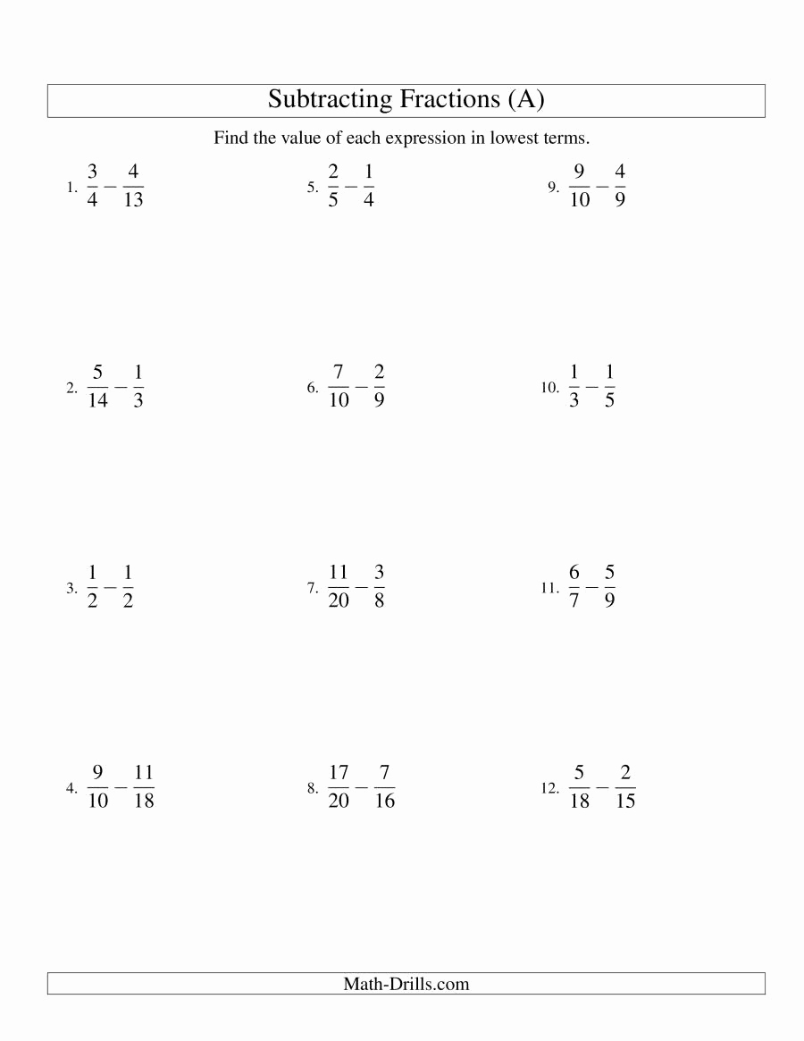 Regrouping Fractions Worksheet Lovely Subtracting Fractions with Unlike Denominators and