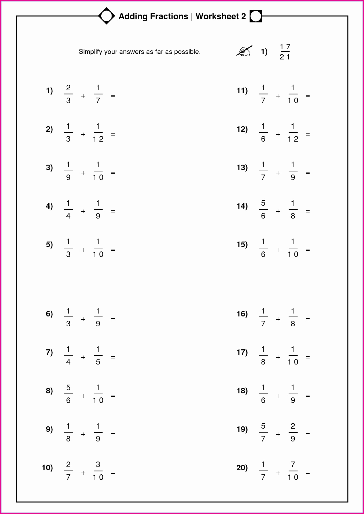 Regrouping Fractions Worksheet New Subtracting Fractions with Unlike Denominators Regrouping