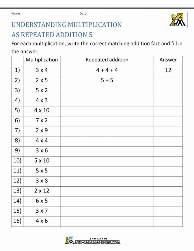 Repeated Addition Worksheets 2nd Grade Fresh Repeated Addition Worksheets