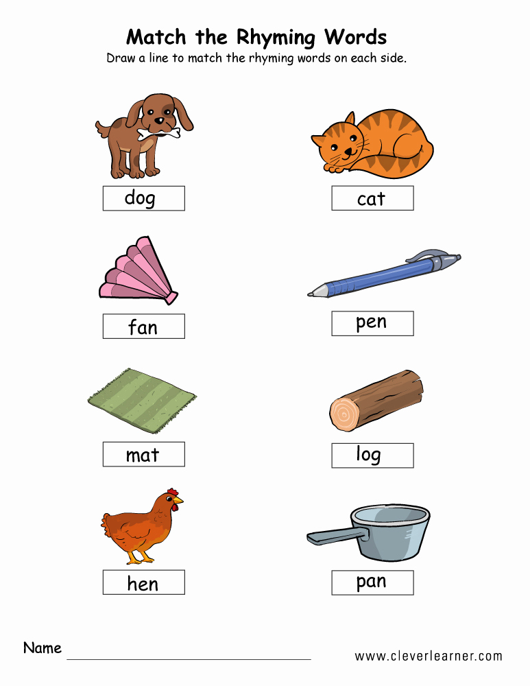 Rhyming Worksheets for Preschool Elegant Rhyme Words Matching Worksheets for Kindergarten and