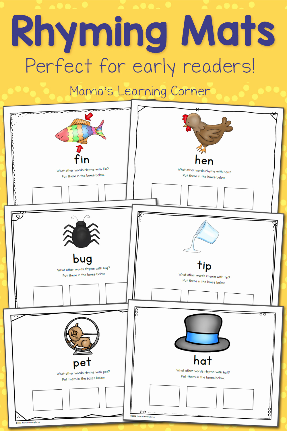 Rhyming Worksheets for Preschoolers Awesome Printable Rhyming Mats Mamas Learning Corner