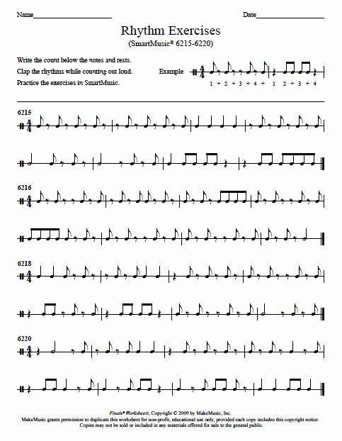 Rhythm Worksheets for Band Elegant Rhythm Worksheets